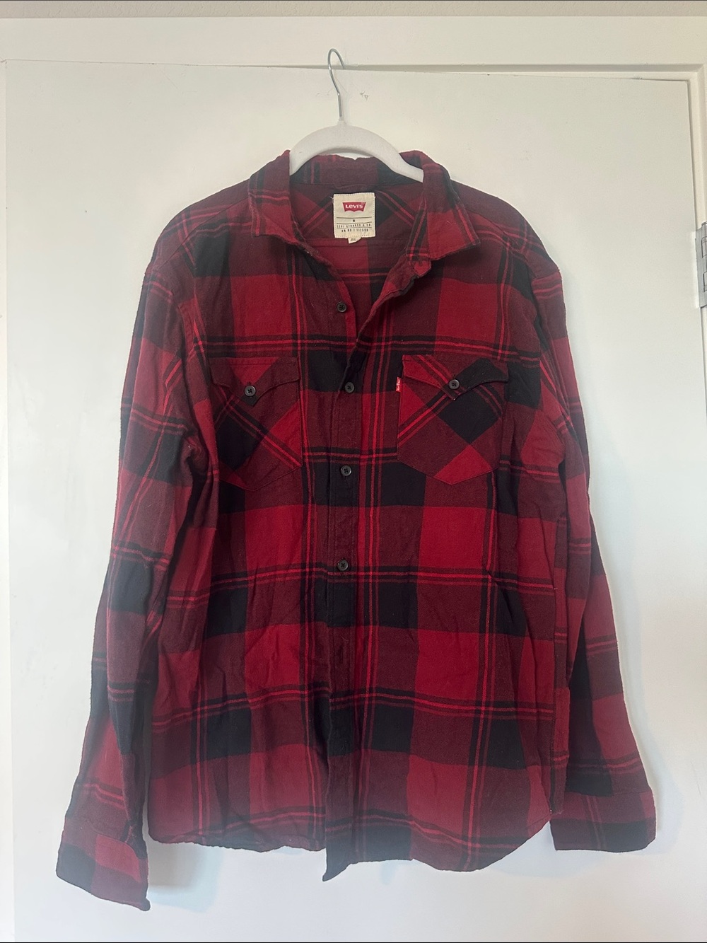 Levi's Red and Black Plaid Button-Up Flannel Shirt